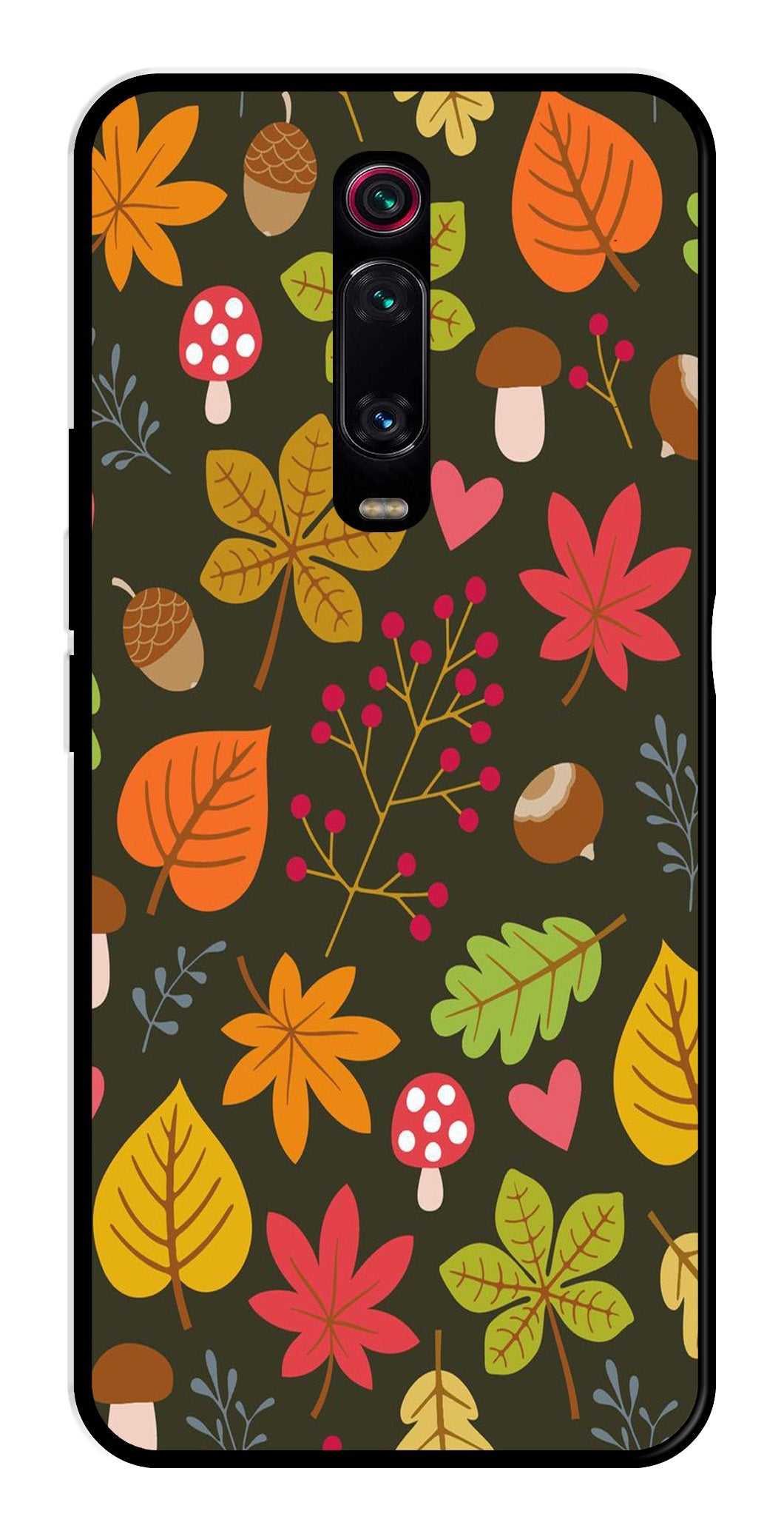 Leaves Design Metal Mobile Case for Xiaomi Redmi K20    (Design No -51)
