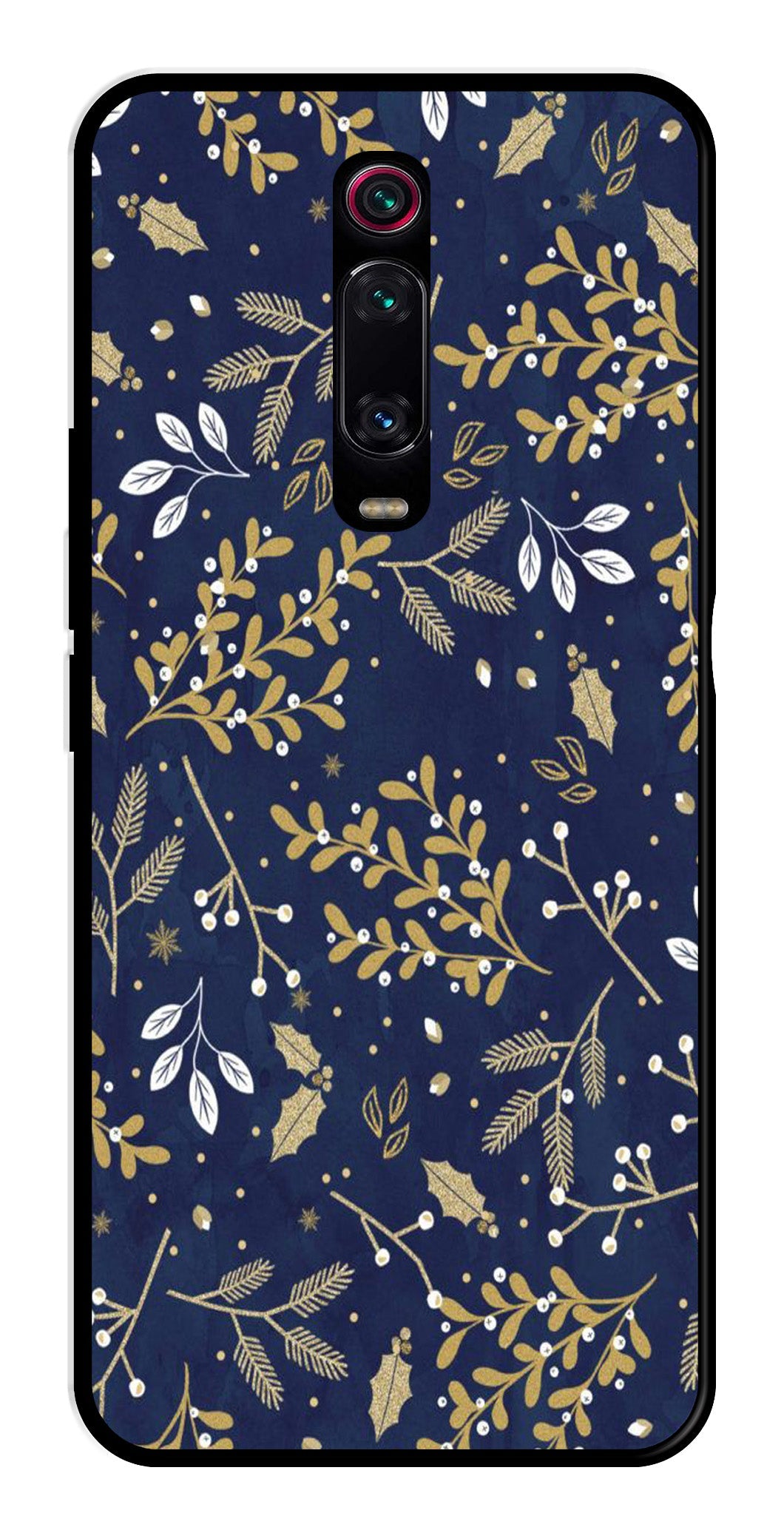 Floral Pattern  Metal Mobile Case for Xiaomi Redmi K20    (Design No -52)