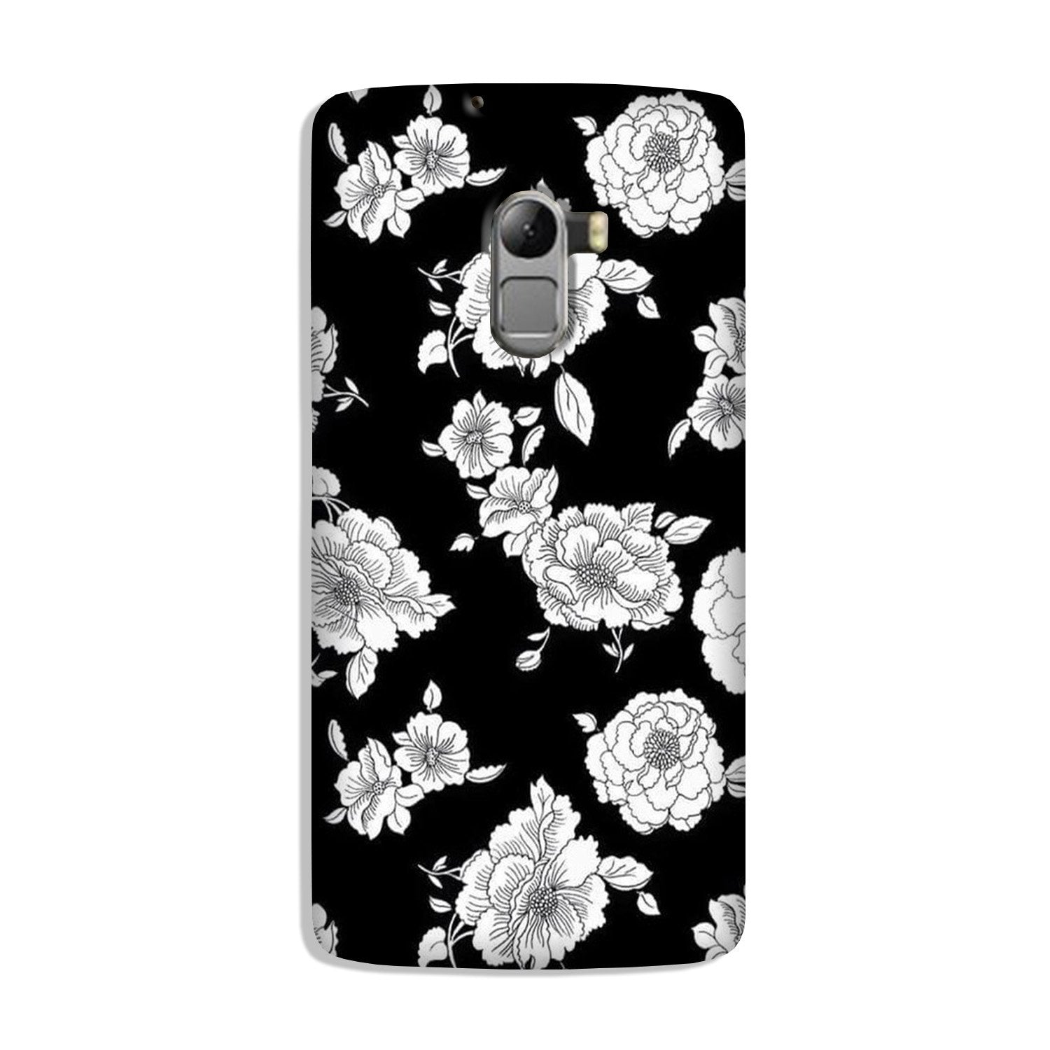 White flowers Black Background Case for Lenovo K4 Note