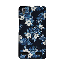 White flowers Blue Background2 Mobile Back Case for Lenovo A6000 (Design - 15)