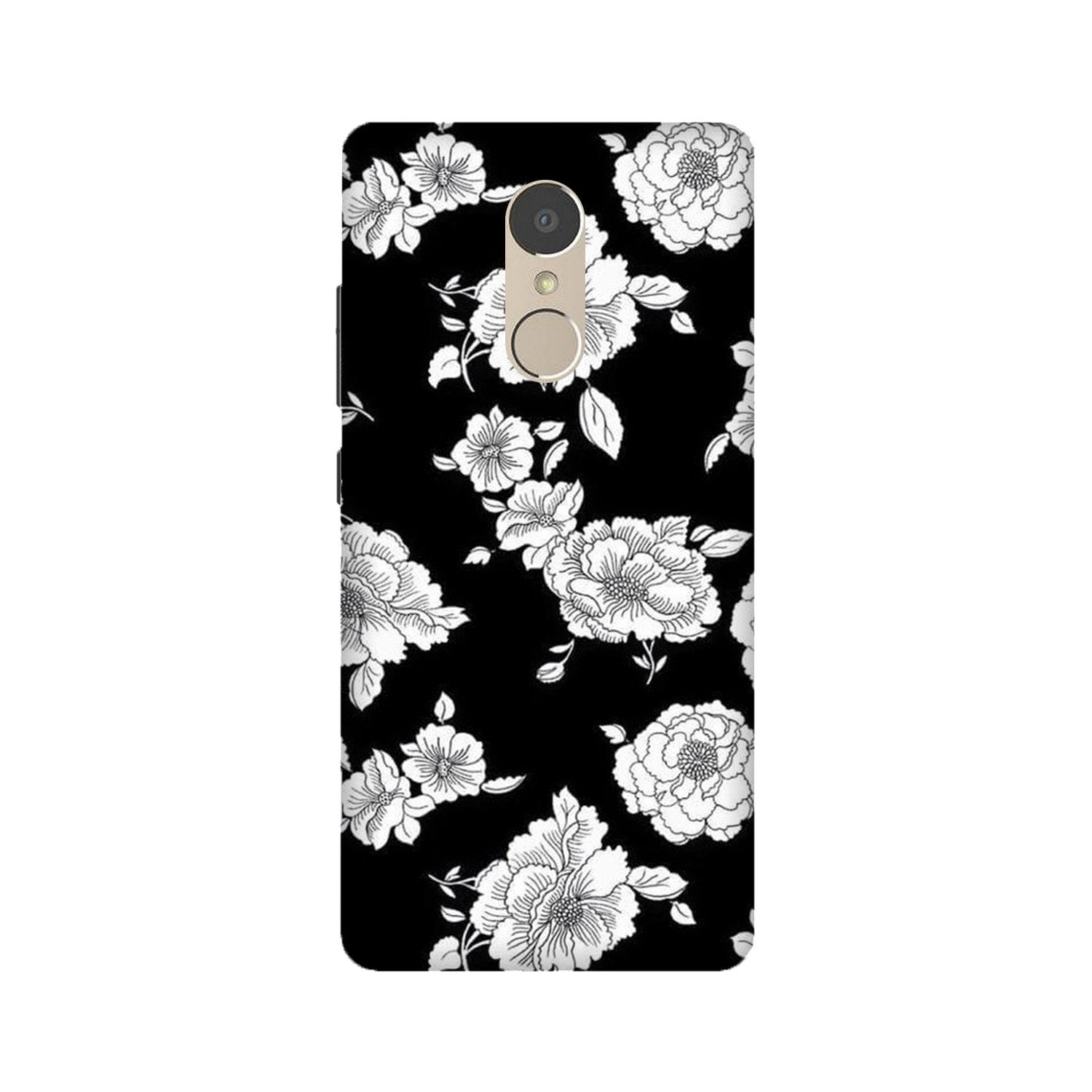 White flowers Black Background Case for Lenovo K6 Note