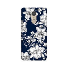 White flowers Blue Background Mobile Back Case for Lenovo K6 Note (Design - 14)