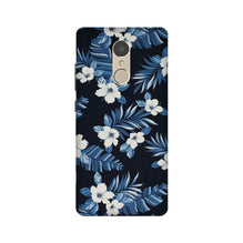 White flowers Blue Background2 Mobile Back Case for Lenovo K6 Note (Design - 15)
