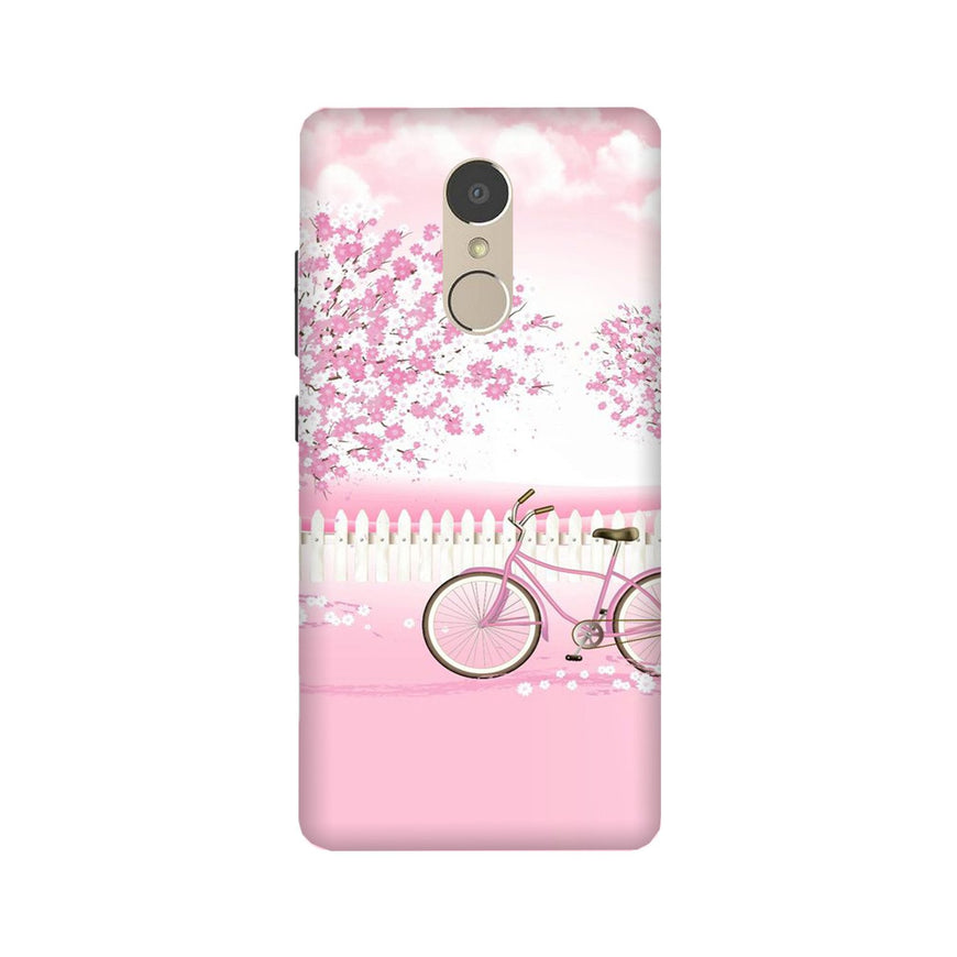 Pink Flowers Cycle Case for Lenovo K6 Note  (Design - 102)