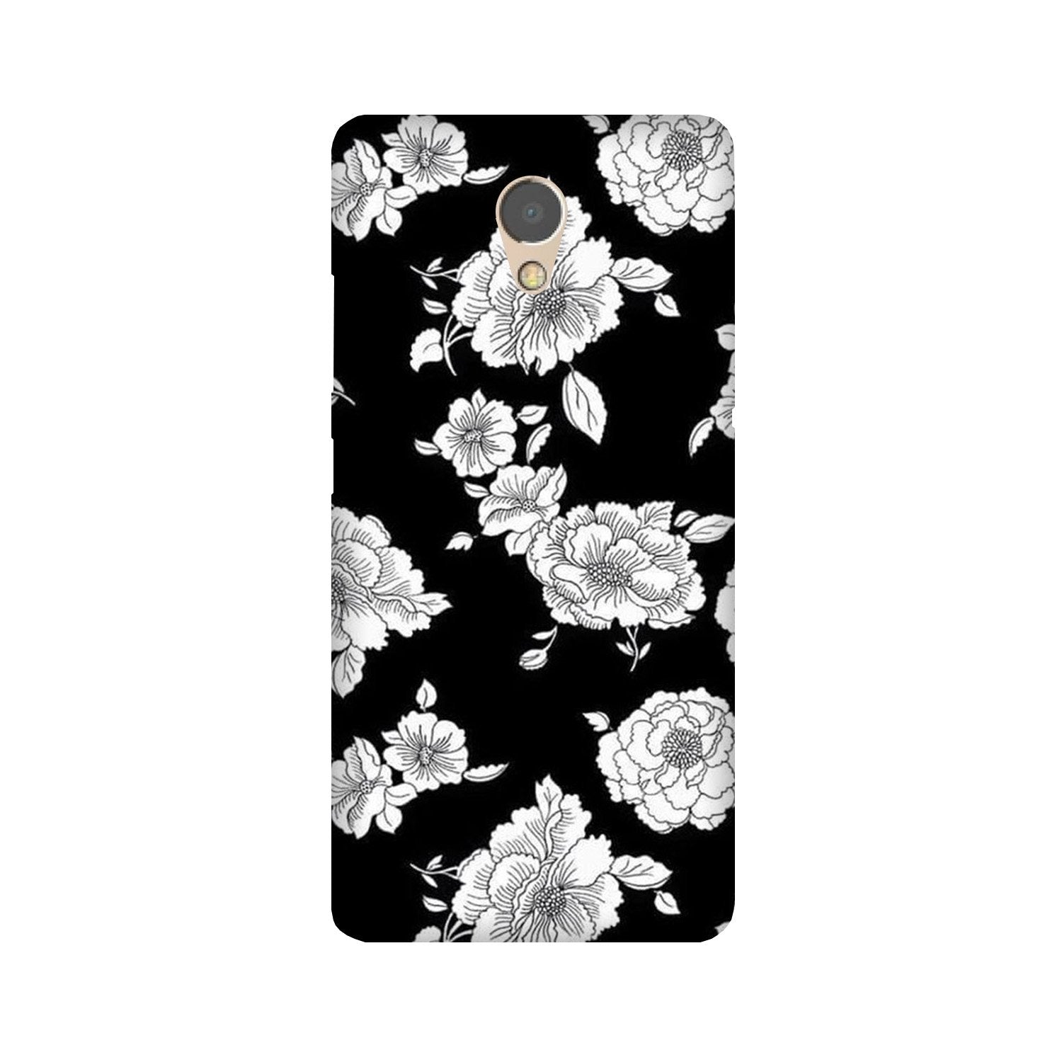 White flowers Black Background Case for Lenovo P2