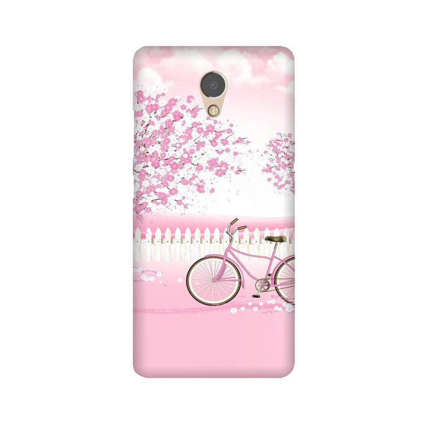 Pink Flowers Cycle Case for Lenovo P2  (Design - 102)