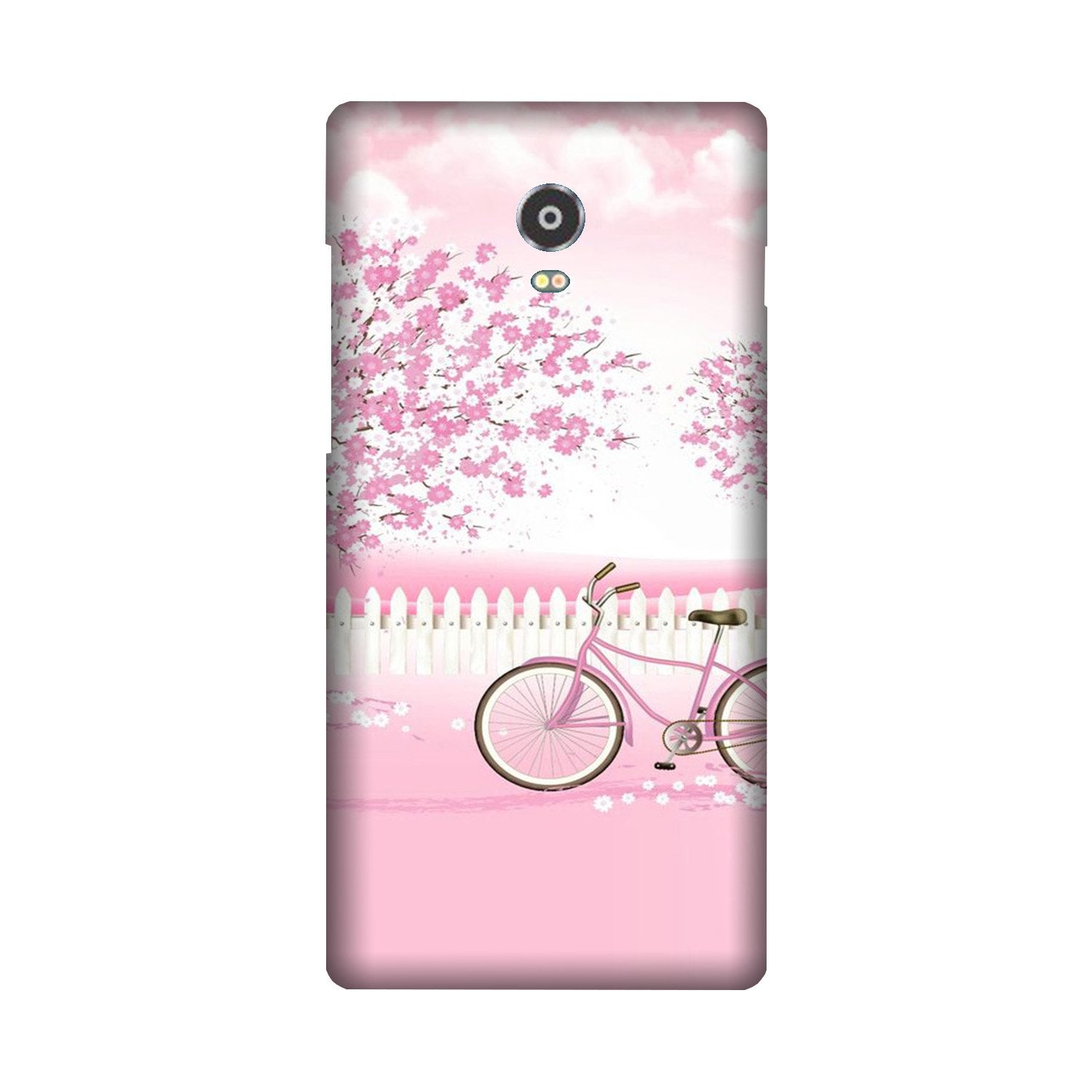 Pink Flowers Cycle Case for Lenovo Vibe P1  (Design - 102)