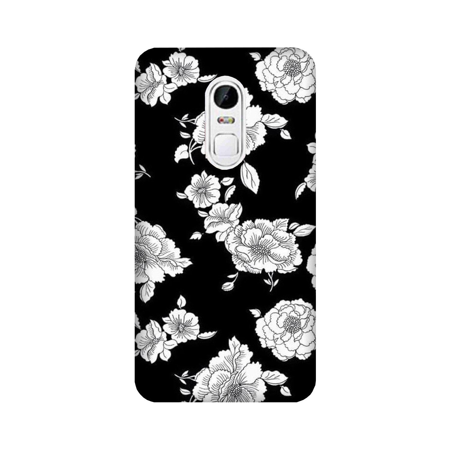 White flowers Black Background Case for Lenovo Vibe X3