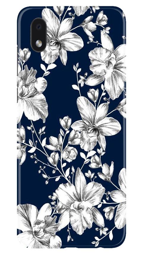 White flowers Blue Background Case for Samsung Galaxy M01 Core