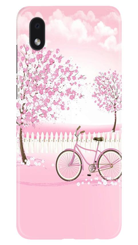 Pink Flowers Cycle Case for Samsung Galaxy M01 Core(Design - 102)