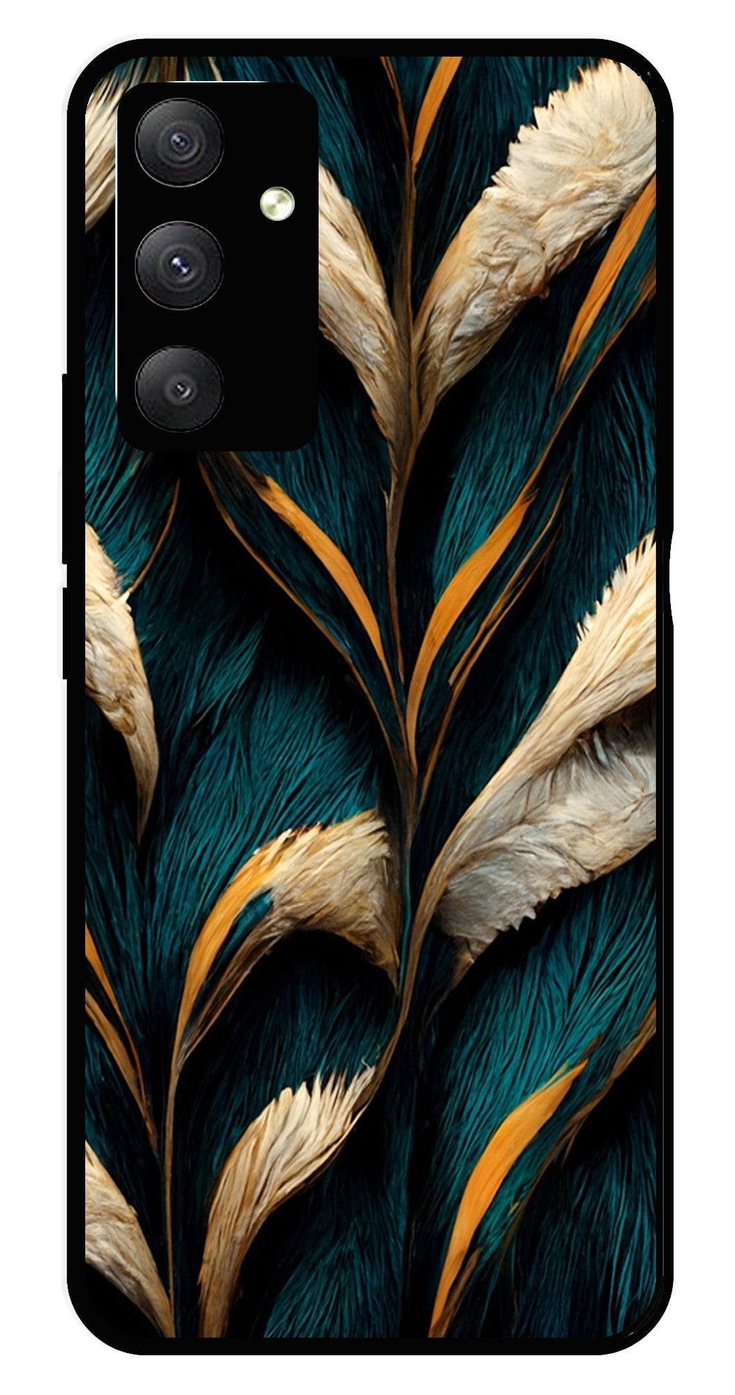 Feathers Metal Mobile Case for Samsung Galaxy M13 4G   (Design No -30)
