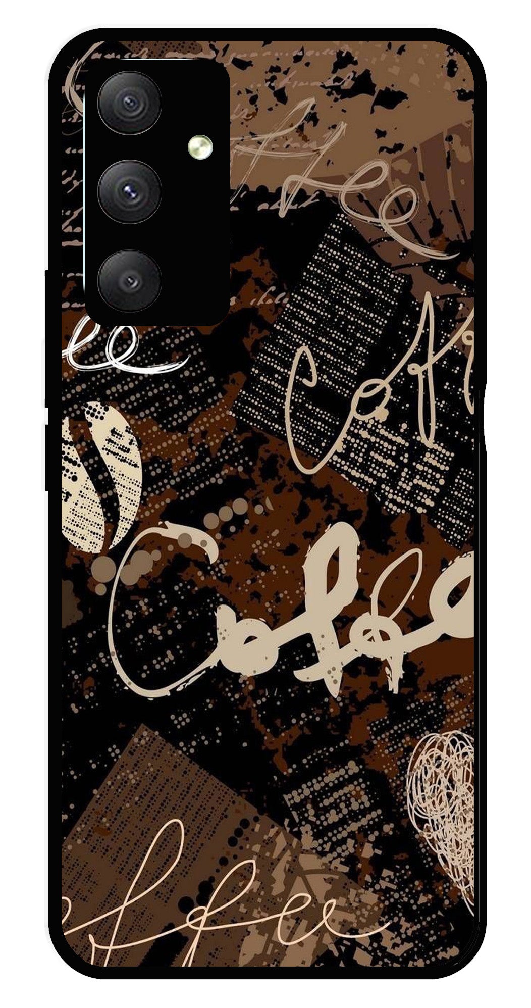 Coffee Pattern Metal Mobile Case for Samsung Galaxy M13 4G   (Design No -37)