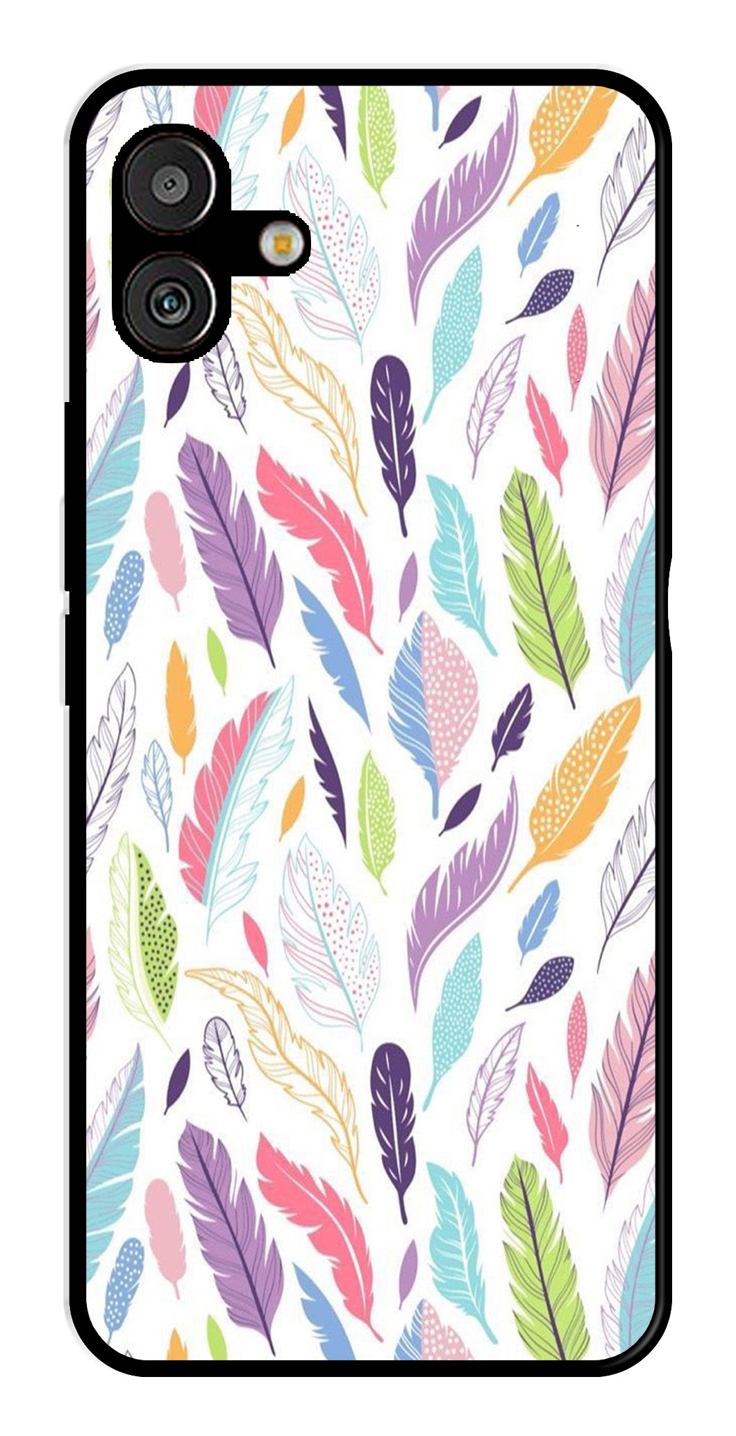 Colorful Feathers Metal Mobile Case for Samsung Galaxy M13 5G   (Design No -06)
