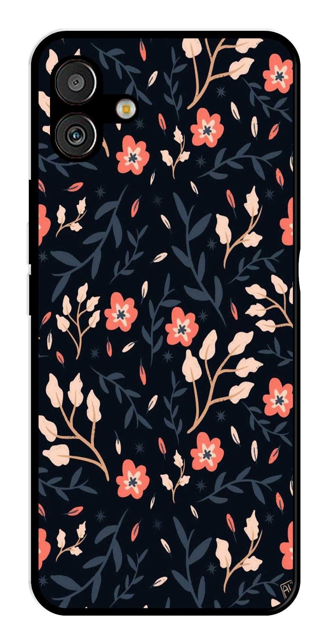 Floral Pattern Metal Mobile Case for Samsung Galaxy M13 5G   (Design No -10)