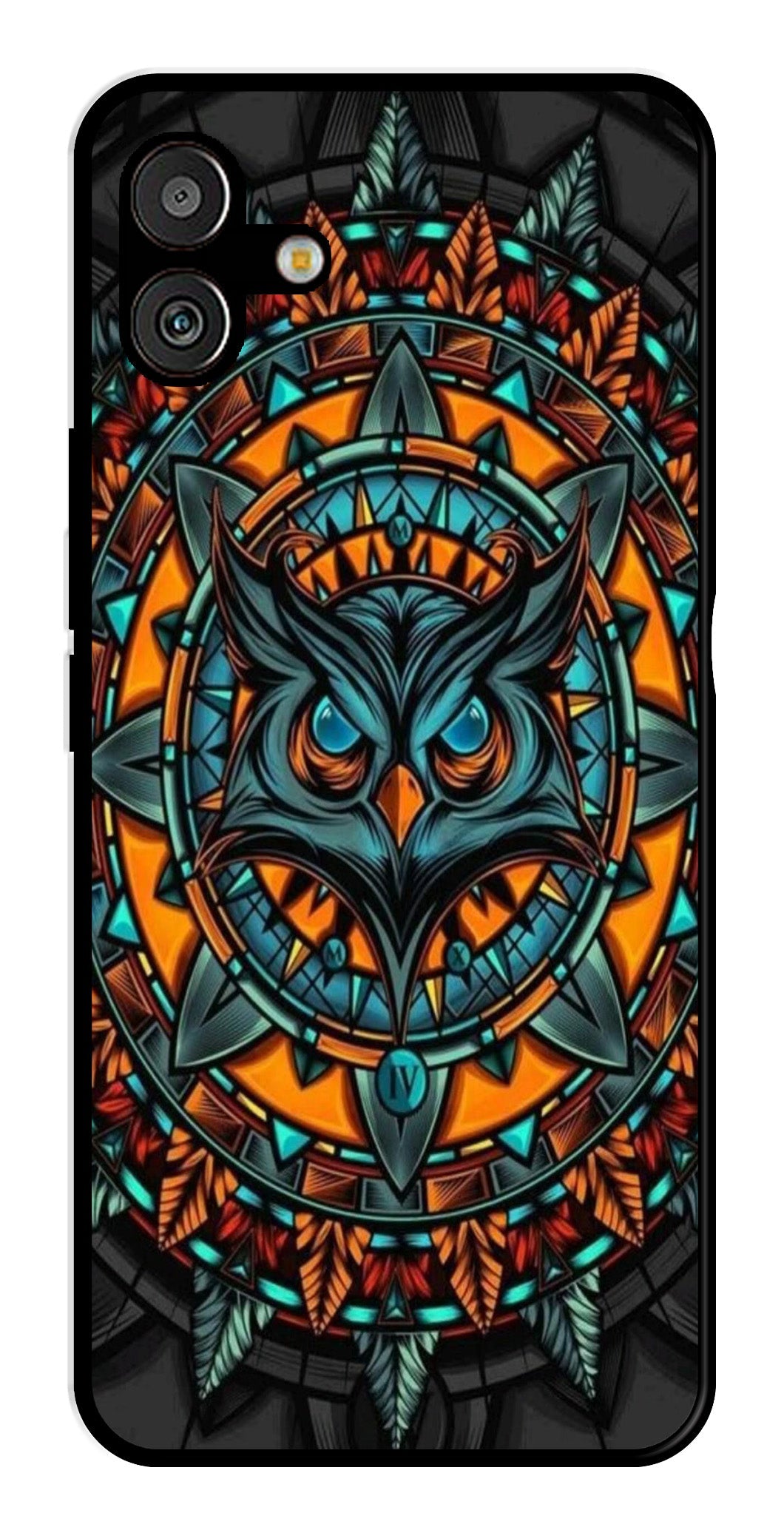 Owl Pattern Metal Mobile Case for Samsung Galaxy M13 5G   (Design No -42)