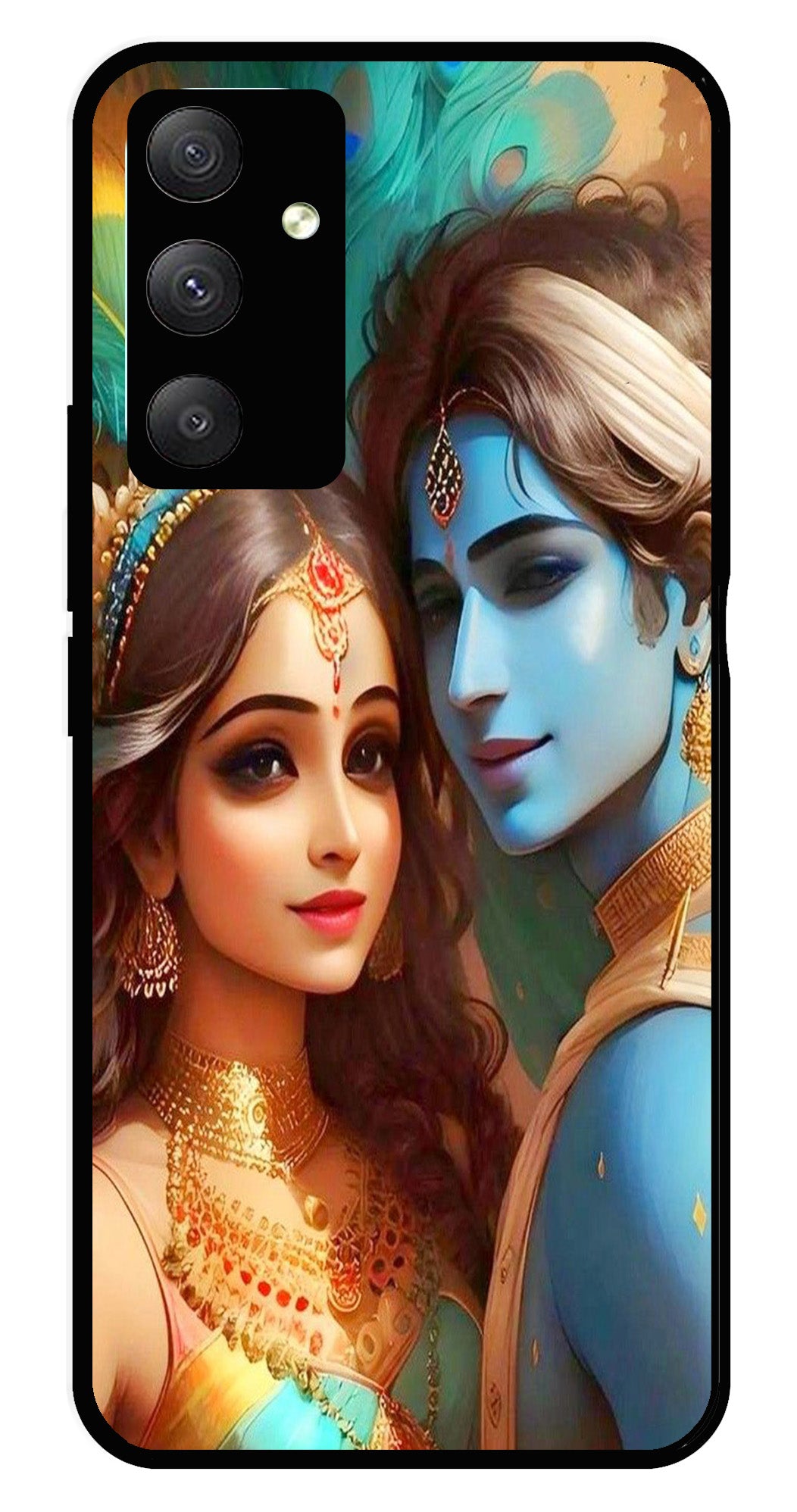 Lord Radha Krishna Metal Mobile Case for Samsung Galaxy M14 5G   (Design No -01)