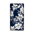 White flowers Blue Background Case for Sony M2