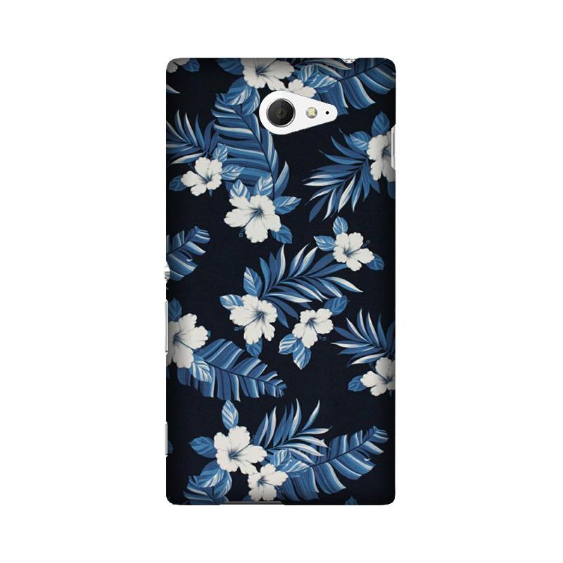 White flowers Blue Background2 Case for Sony M2