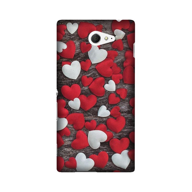 Red White Hearts Case for Sony M2  (Design - 105)