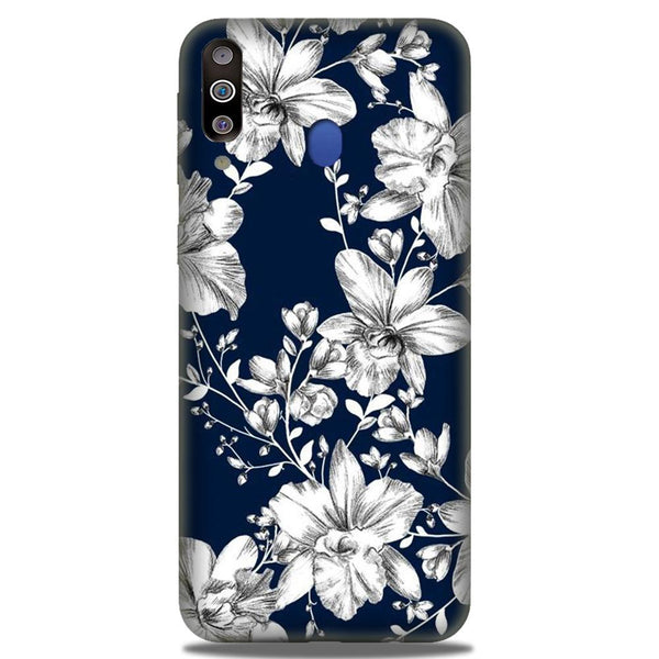 White flowers Blue Background Case for Samsung Galaxy M40