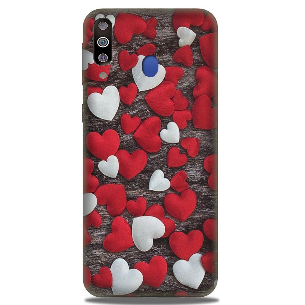 Red White Hearts Case for Samsung Galaxy M30  (Design - 105)