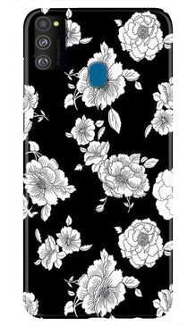 White flowers Black Background Case for Samsung Galaxy M30s