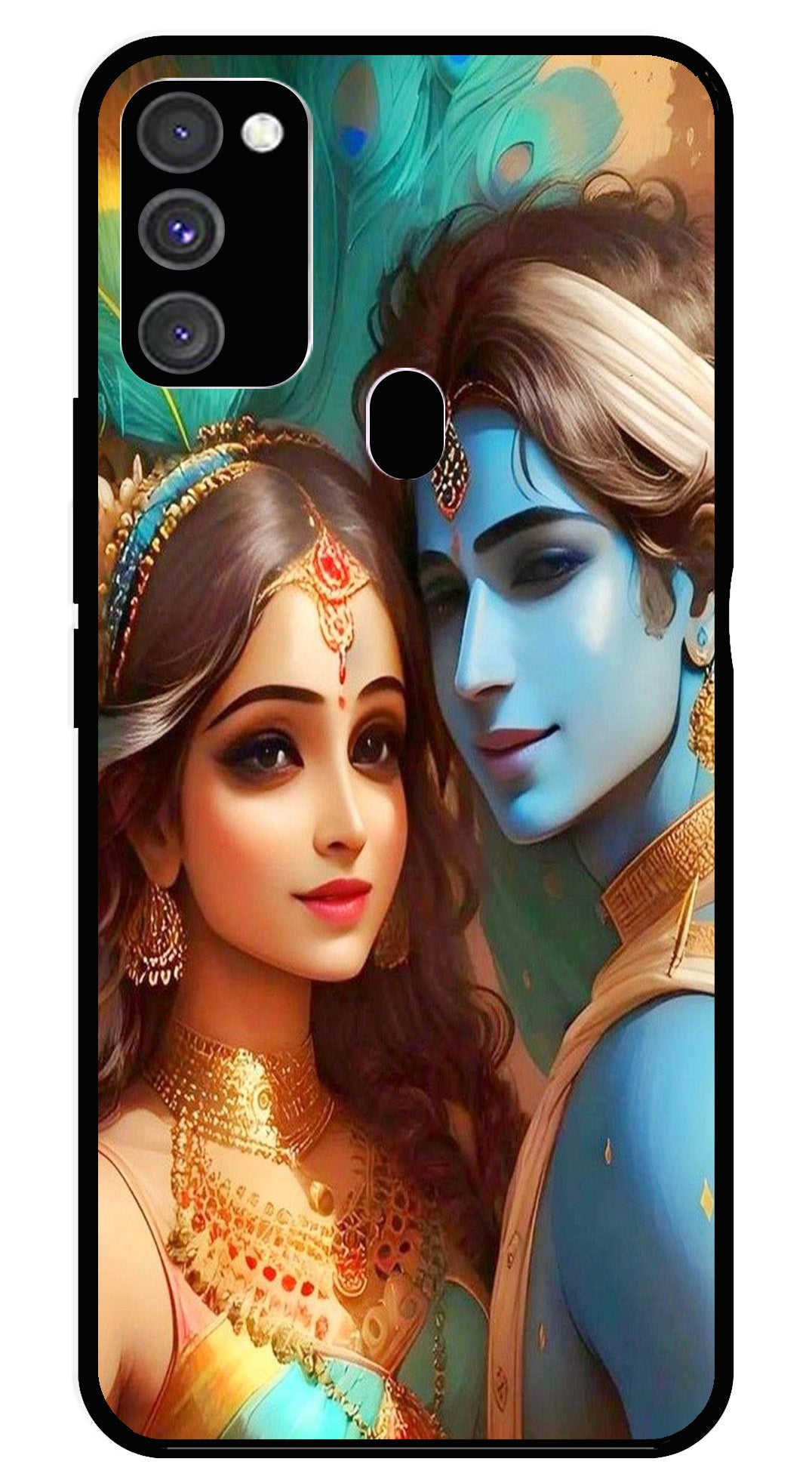 Lord Radha Krishna Metal Mobile Case for Samsung Galaxy M30s   (Design No -01)