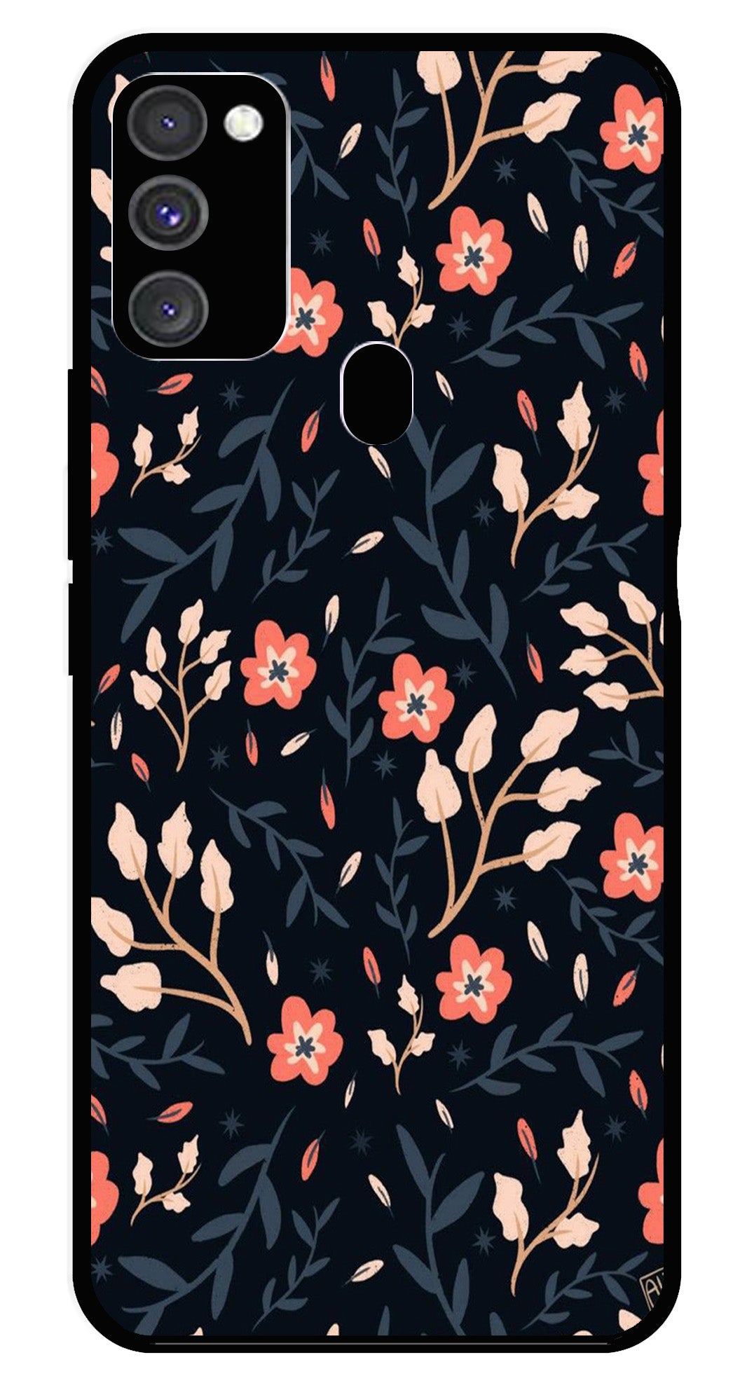 Floral Pattern Metal Mobile Case for Samsung Galaxy M30s   (Design No -10)