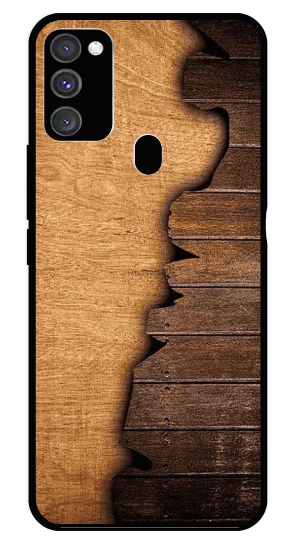 Wooden Design Metal Mobile Case for Samsung Galaxy M21   (Design No -13)