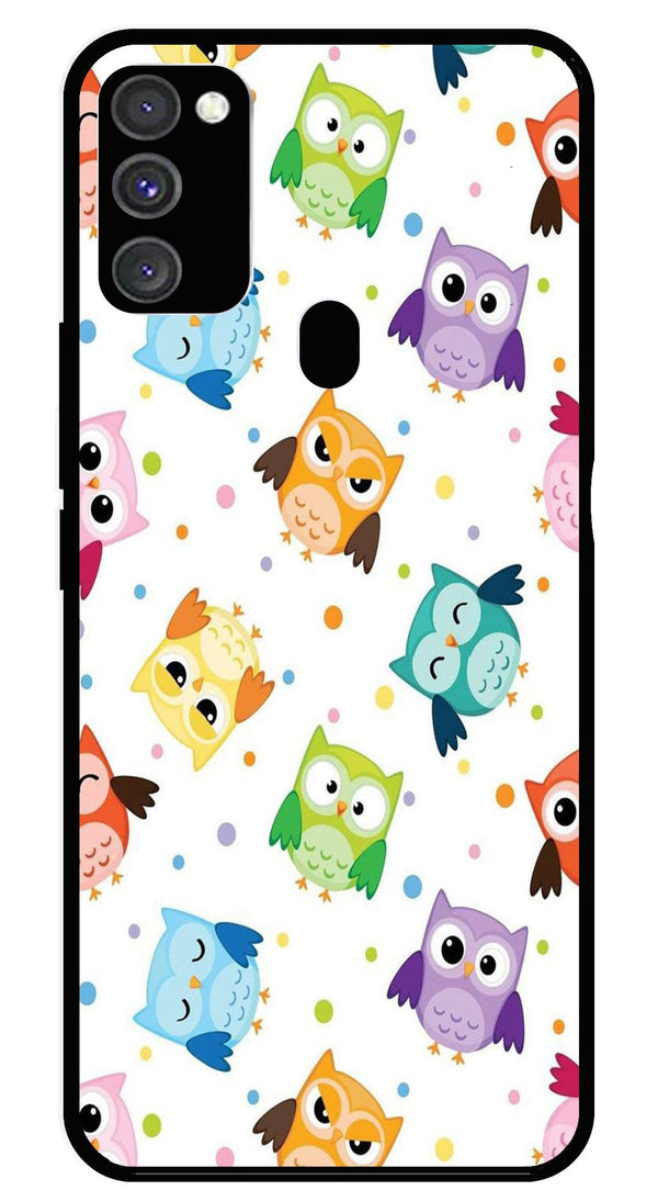 Owls Pattern Metal Mobile Case for Samsung Galaxy M21   (Design No -20)