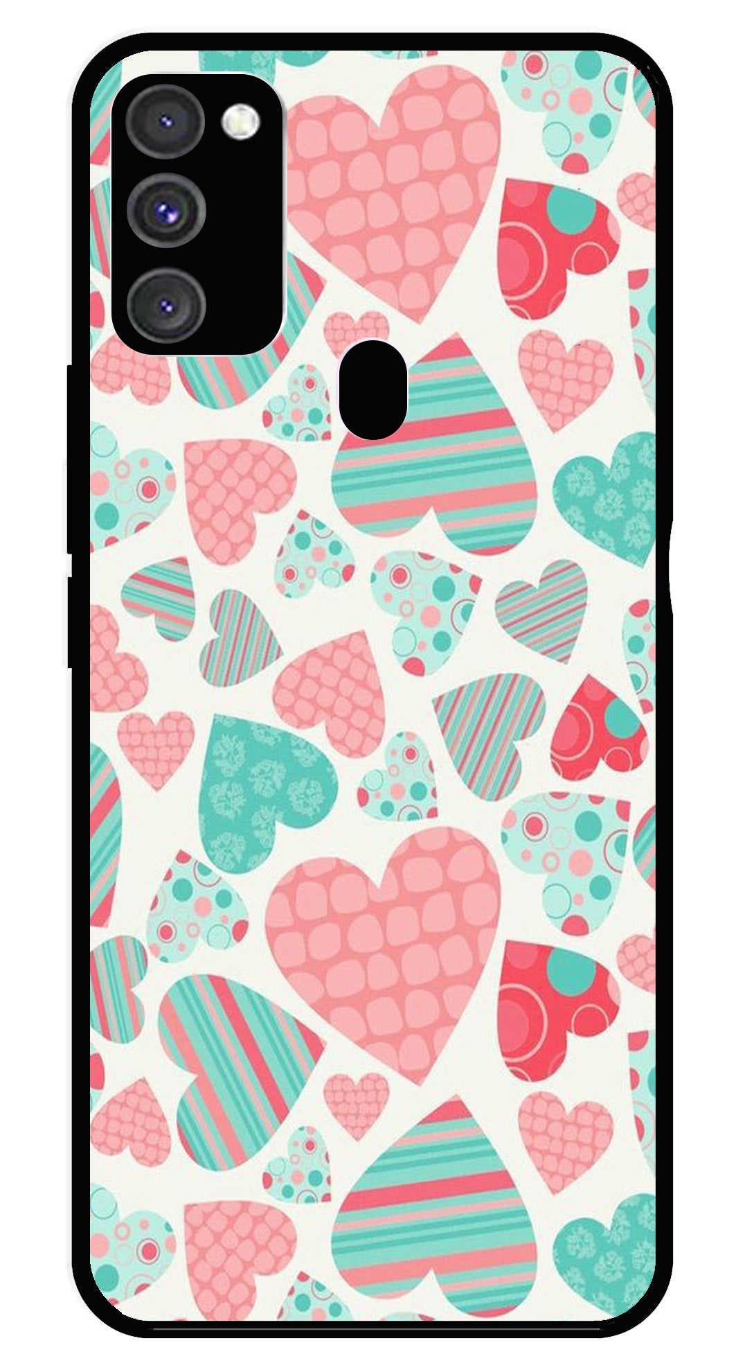 Hearts Pattern Metal Mobile Case for Samsung Galaxy M30s   (Design No -22)