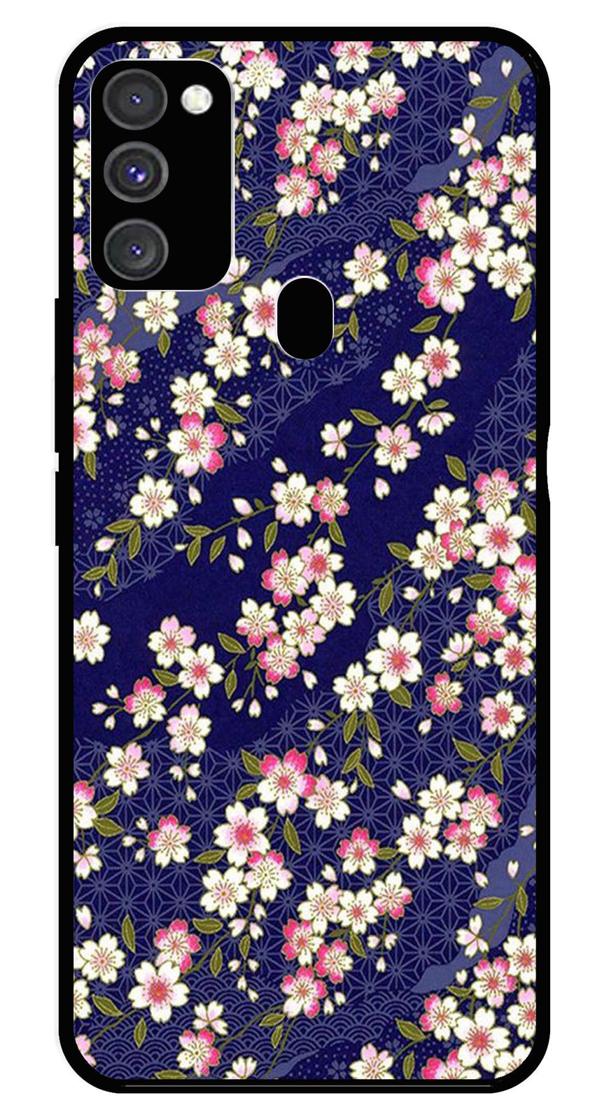 Flower Design Metal Mobile Case for Samsung Galaxy M21   (Design No -25)
