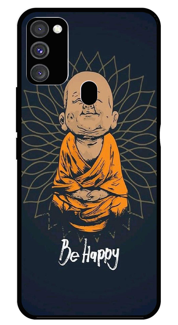 Be Happy Metal Mobile Case for Samsung Galaxy M21   (Design No -27)
