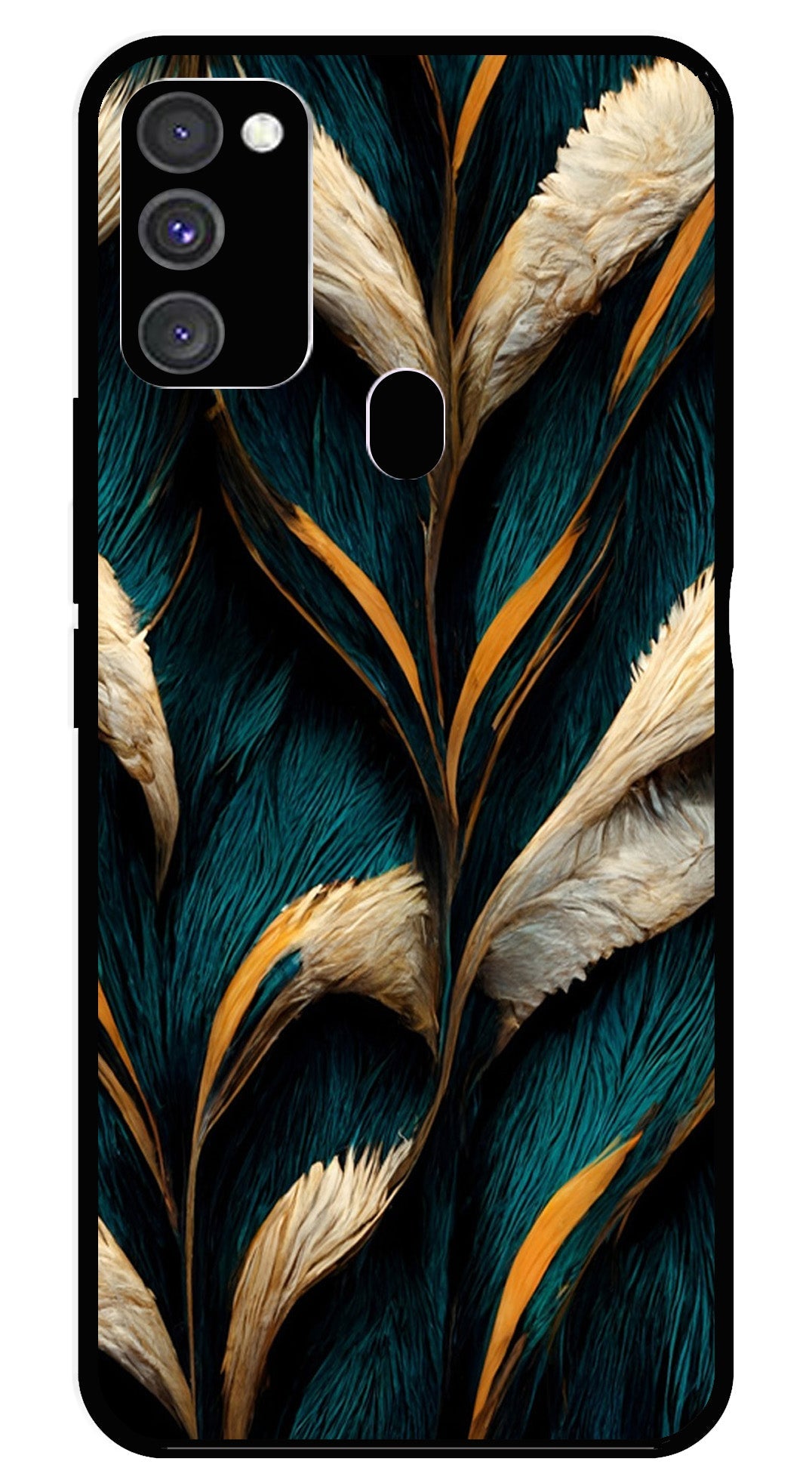 Feathers Metal Mobile Case for Samsung Galaxy M30s   (Design No -30)