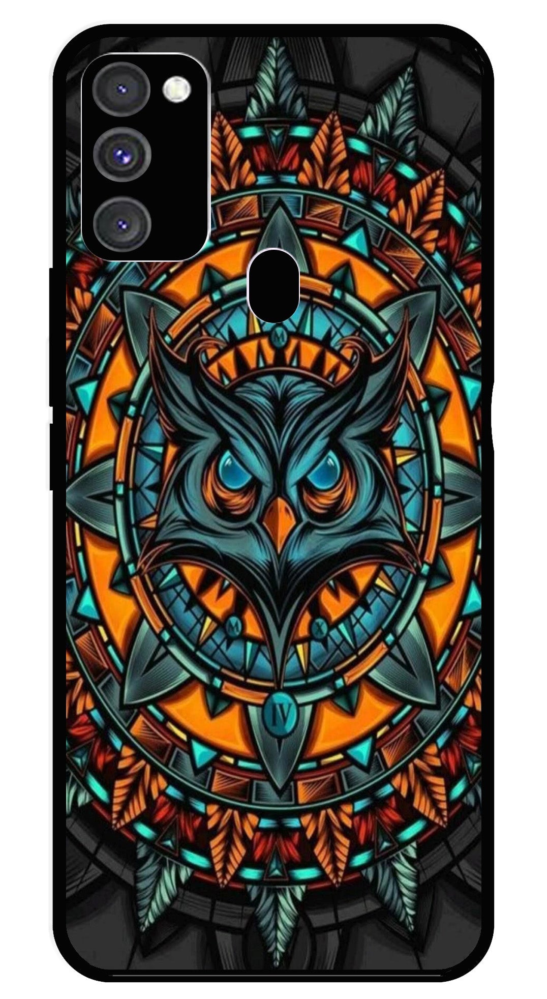Owl Pattern Metal Mobile Case for Samsung Galaxy M30s   (Design No -42)