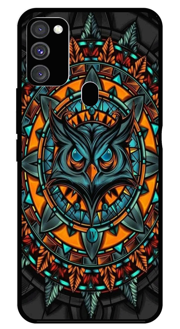 Owl Pattern Metal Mobile Case for Samsung Galaxy M21   (Design No -42)