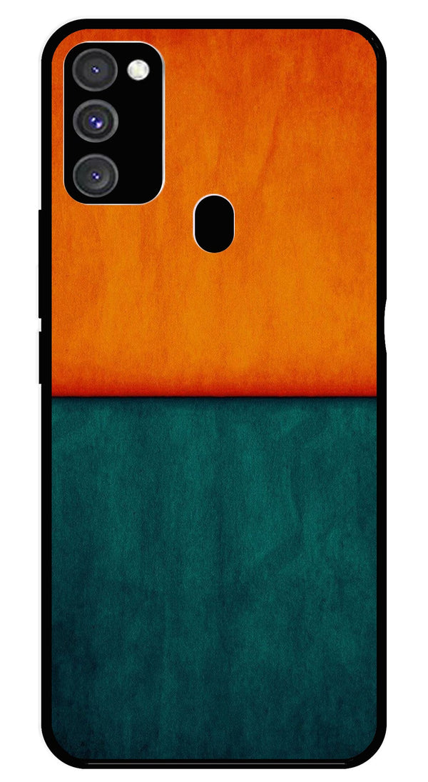 Orange Green Pattern Metal Mobile Case for Samsung Galaxy M21   (Design No -45)
