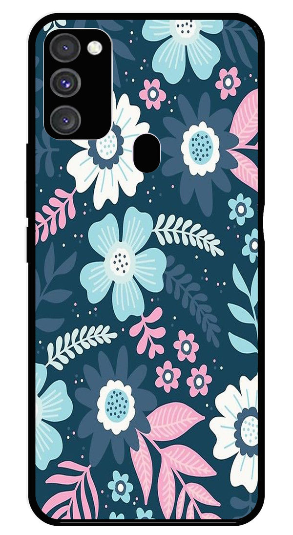 Flower Leaves Design Metal Mobile Case for Samsung Galaxy M21   (Design No -50)