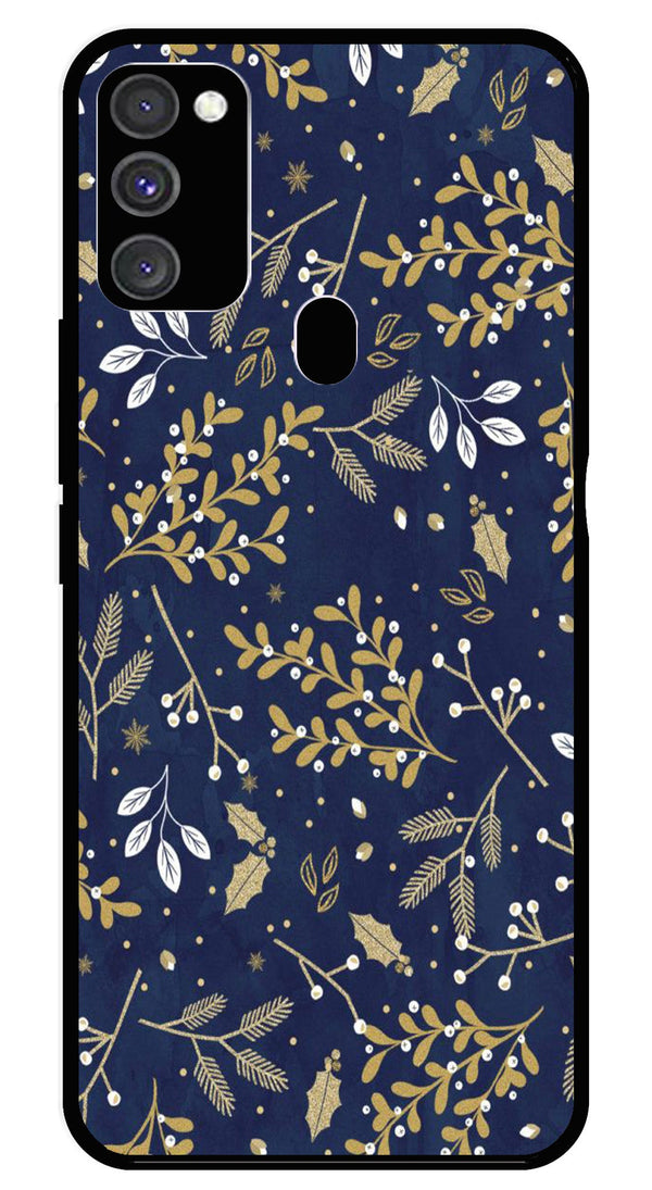 Floral Pattern  Metal Mobile Case for Samsung Galaxy M21   (Design No -52)