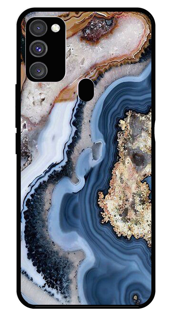 Marble Design Metal Mobile Case for Samsung Galaxy M21   (Design No -53)