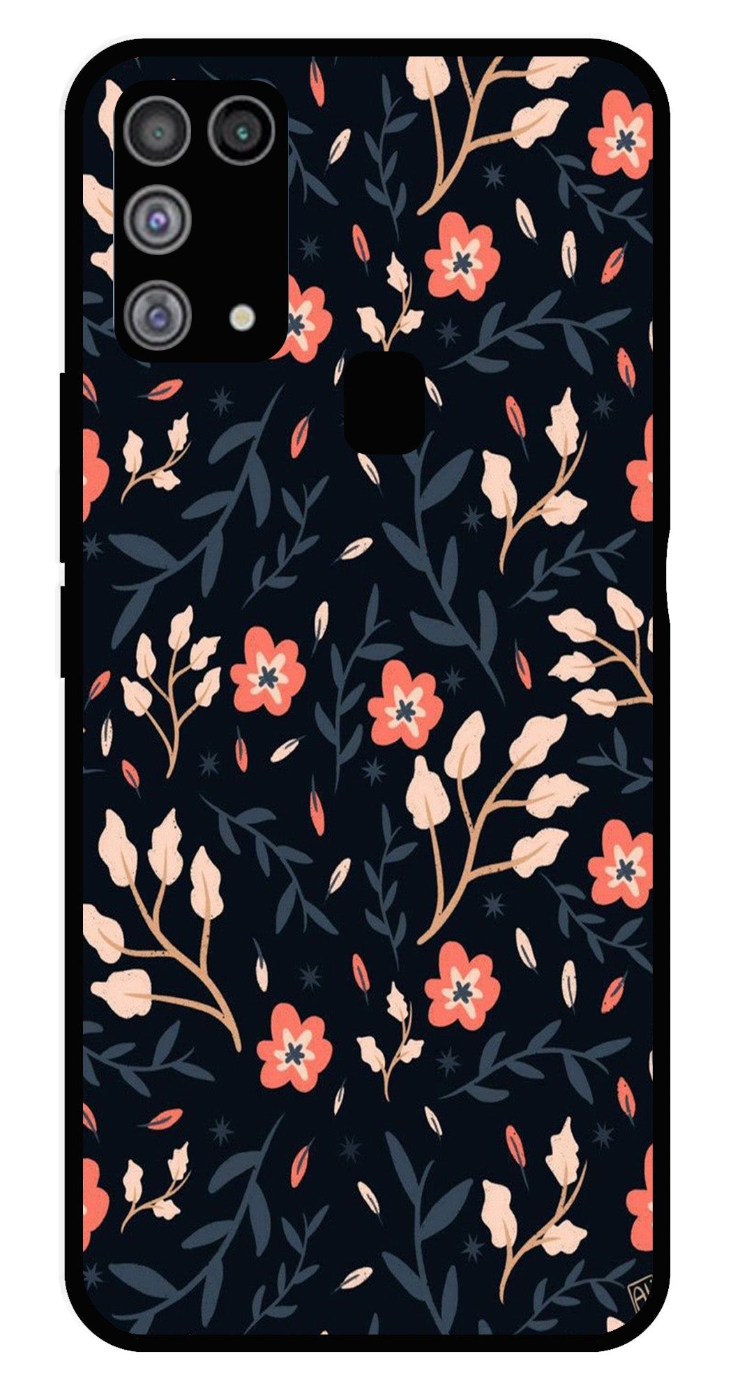 Floral Pattern Metal Mobile Case for Samsung Galaxy M31   (Design No -10)
