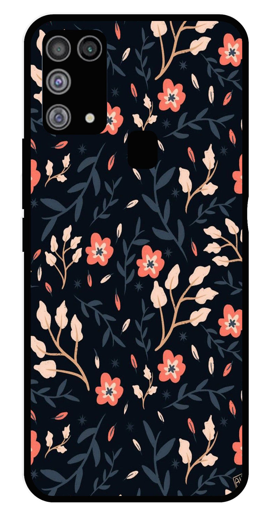 Floral Pattern Metal Mobile Case for Samsung Galaxy M31   (Design No -10)