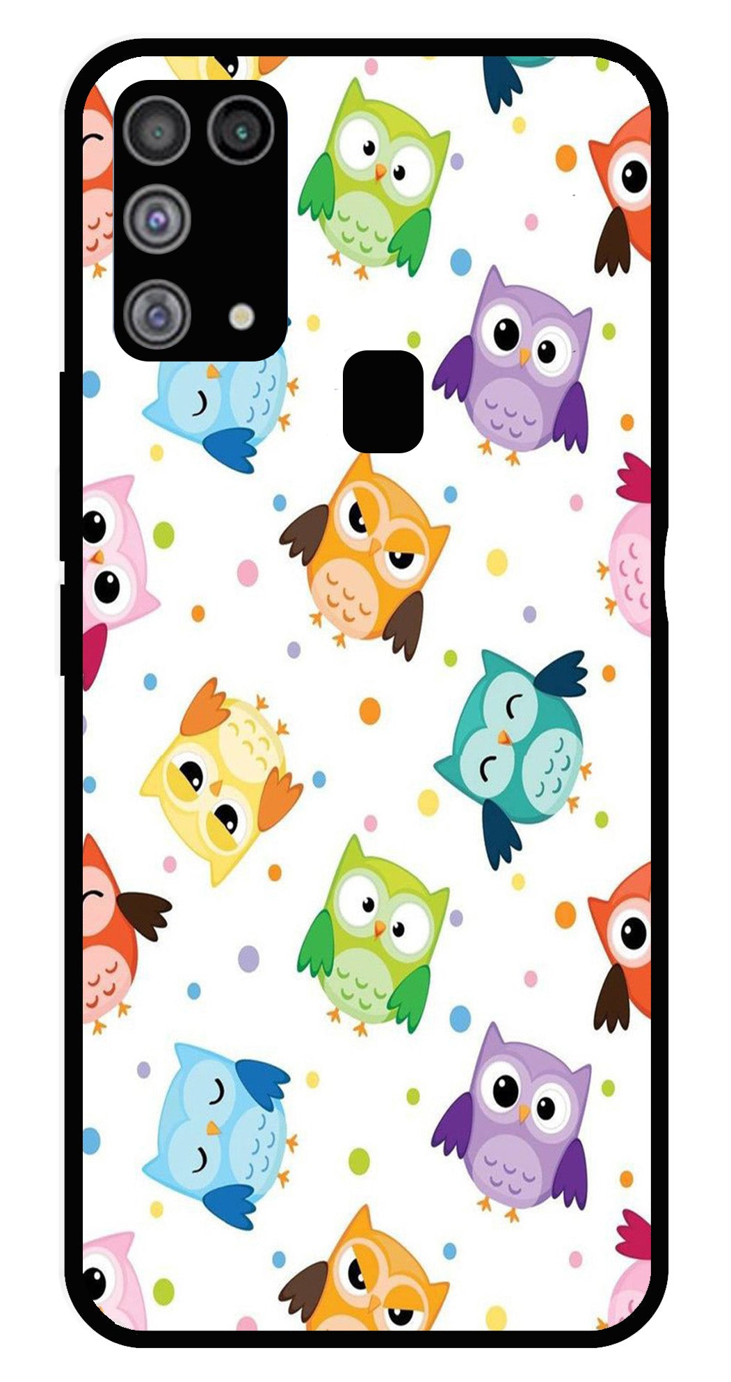 Owls Pattern Metal Mobile Case for Samsung Galaxy M31   (Design No -20)
