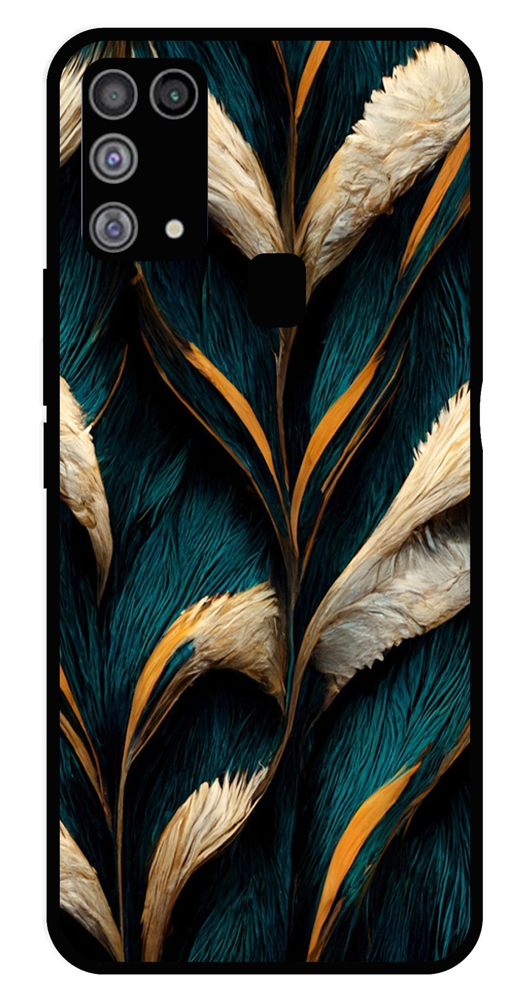 Feathers Metal Mobile Case for Samsung Galaxy M31   (Design No -30)