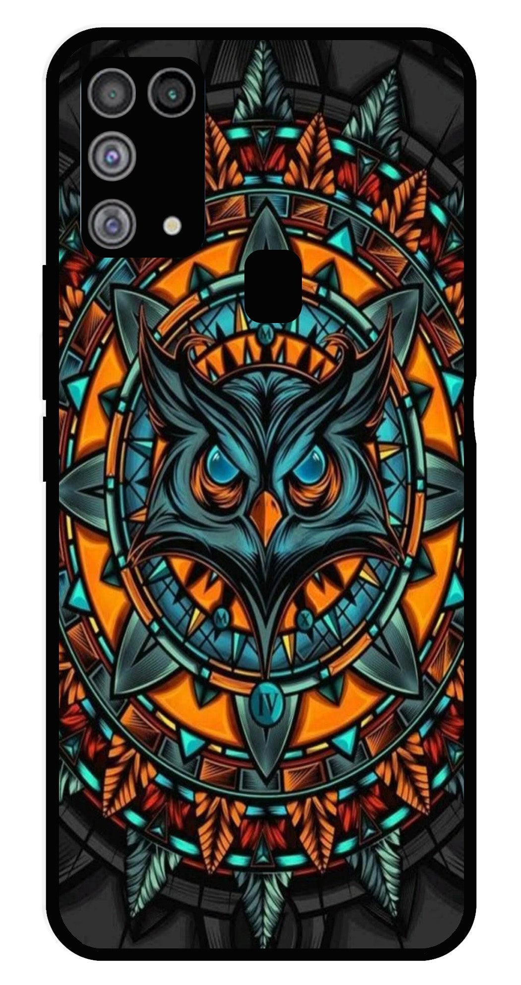 Owl Pattern Metal Mobile Case for Samsung Galaxy M31   (Design No -42)