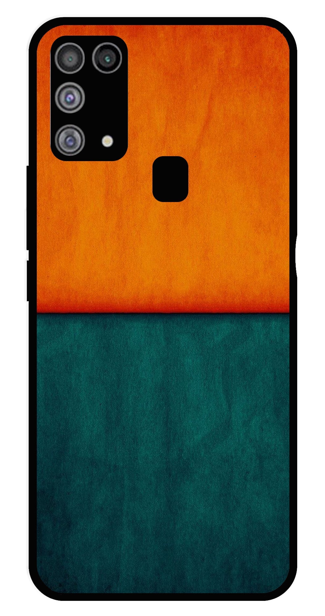 Orange Green Pattern Metal Mobile Case for Samsung Galaxy M31   (Design No -45)