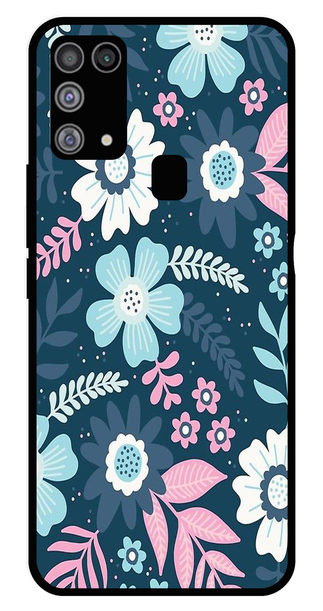 Flower Leaves Design Metal Mobile Case for Samsung Galaxy M31   (Design No -50)