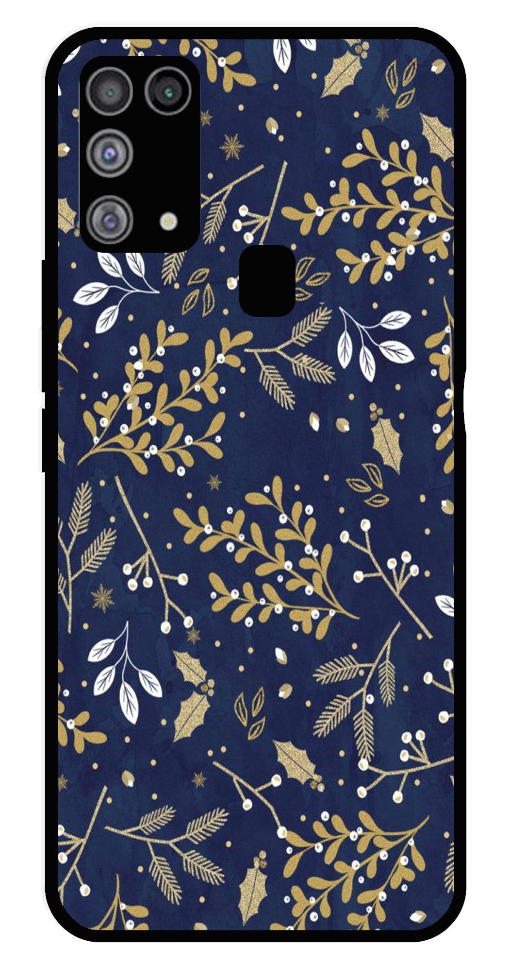 Floral Pattern  Metal Mobile Case for Samsung Galaxy M31   (Design No -52)