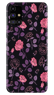 Rose Black Background Mobile Back Case for Samsung Galaxy M31s (Design - 27)