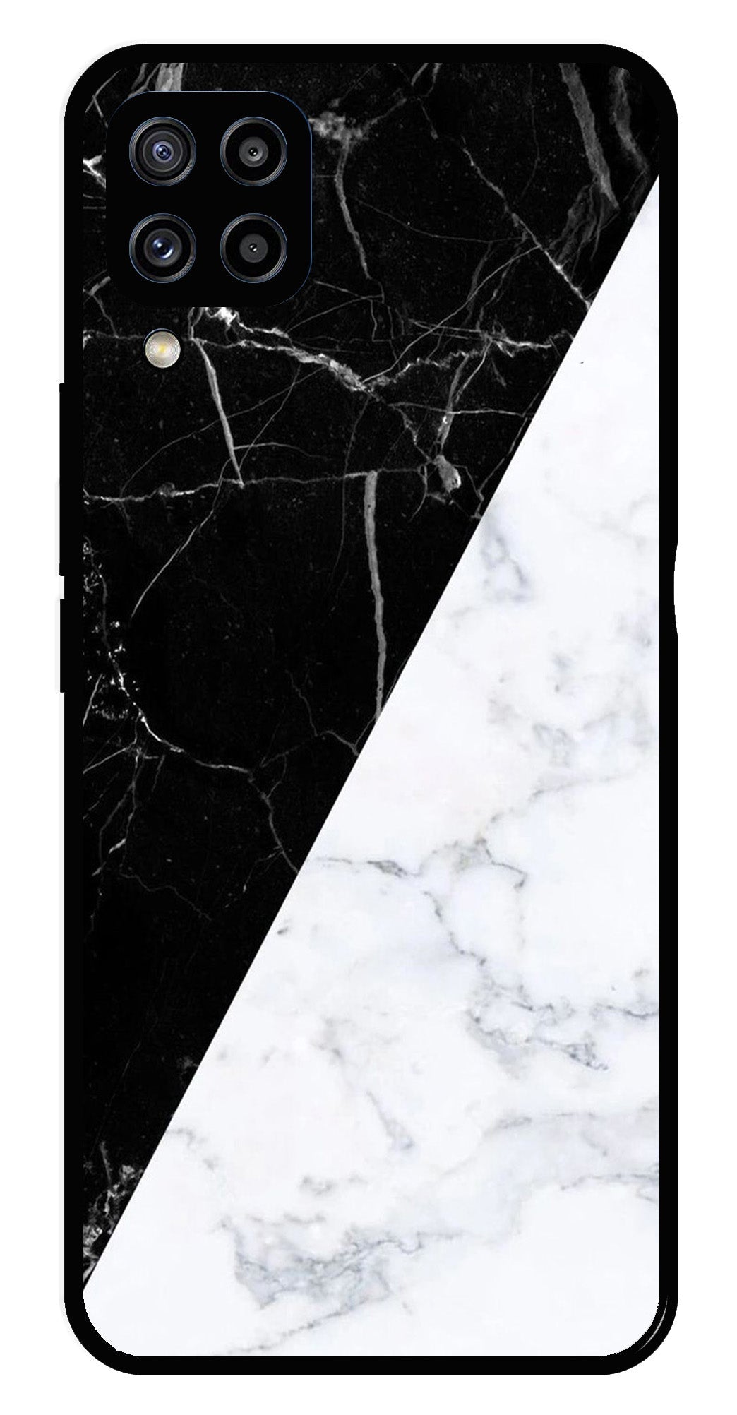Black White Marble Design Metal Mobile Case for Samsung Galaxy M32 4G   (Design No -09)